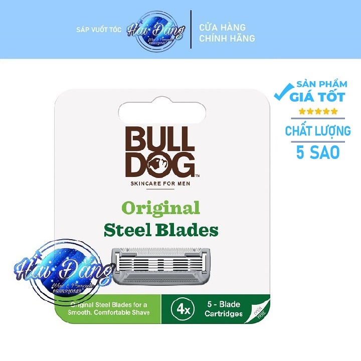 [ Chính Hãng UK ] Bộ 4 lưỡi dao cạo cho da thường Bulldog Original Steel Blades