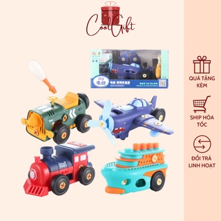 Xe Ô Tô Đồ Chơi Cho Bé, Bộ Tháo Lắp Ô Tô, Máy Bay, Xe Lửa, Tàu Thủy Kèm Tuavit Cho Bé - Phát Triển Tư Duy