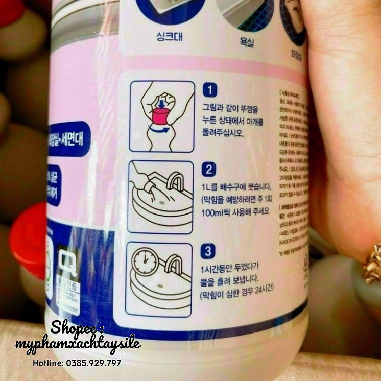 Nước Thông Cống Sandokkaebi Hàn Quốc 1L - Dung Dịch Thông Tắc Toilet, Bồn Rửa Mặt, Chậu Rửa Bát, Ống Thoát Nước