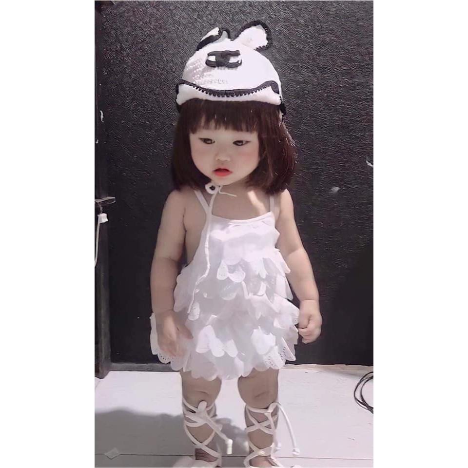 Nón len tóc giả cho bé