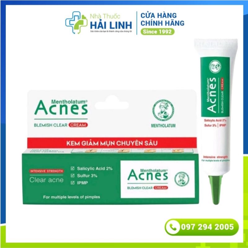 Kem giảm mụn chuyên sâu Acnes Blemish Clear Cream ⚡ Tặng quà ⚡ Tuýp 10g