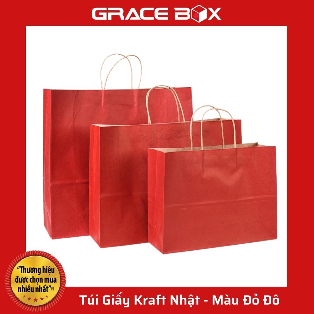 Túi Giấy Kraft Nhật Cao Cấp - Màu Đỏ Đô - Siêu Thị Bao Bì Grace Box