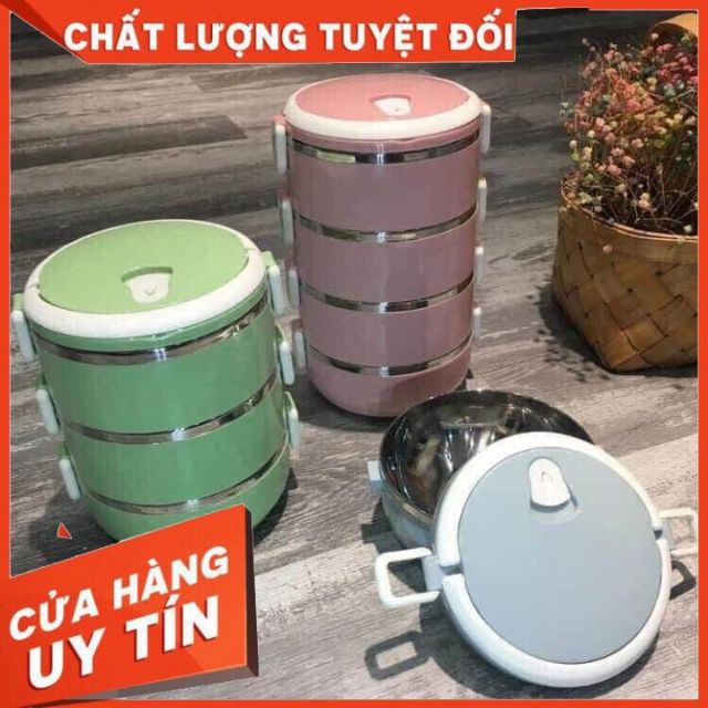 Cặp Lồng Cơm 4 Tầng - Cà Mên Giữ Nhiệt 4 Tầng Lúa Mạch