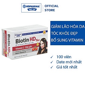 Viên uống Biotin HD New Đỏ cho mái tóc khỏe và làn da sáng - Hộp 100 viên