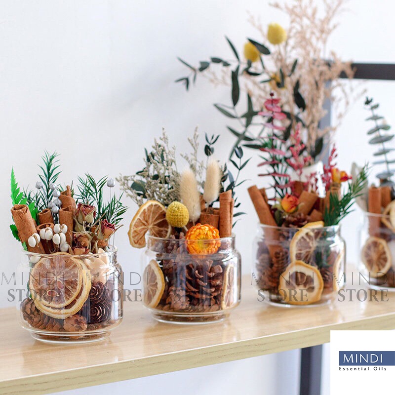 Lọ Hoa Tinh Dầu Thơm Phòng Không Có Đế Gỗ Decor Vintage -MINDI STORE