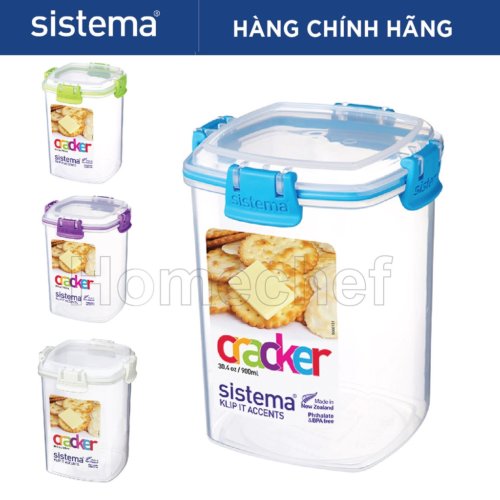 Hộp đựng thực phẩm cao cấp Sistema 900ml, an toàn sức khỏe,không chứa BPA, lò vi sóng, sản xuất tại New Zealand - 61332