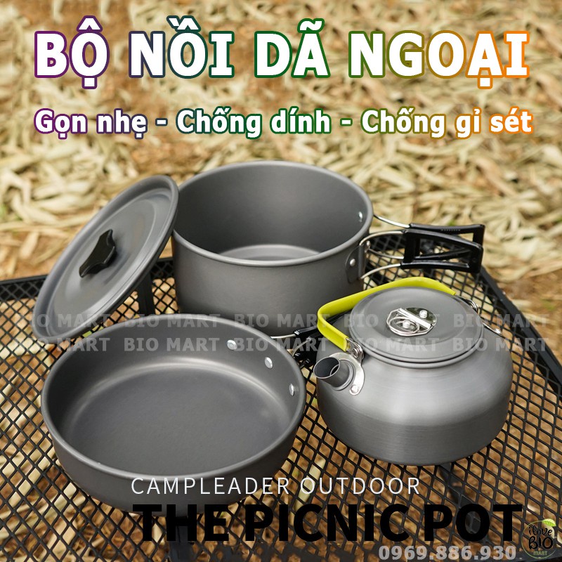 Bộ nồi 8 Món - nấu ăn cắm trại ,dã ngoại dành cho 2-3 người hợp kim nhôm ,nhỏ gọn, siêu tiện lợi