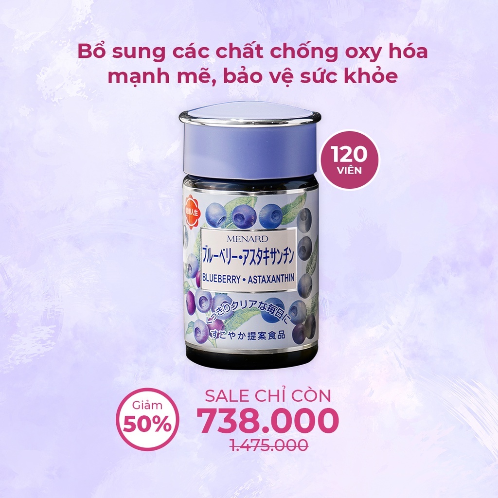 Viên uống bảo vệ sức khỏe Menard Blueberry Astaxanthin (120 viên)