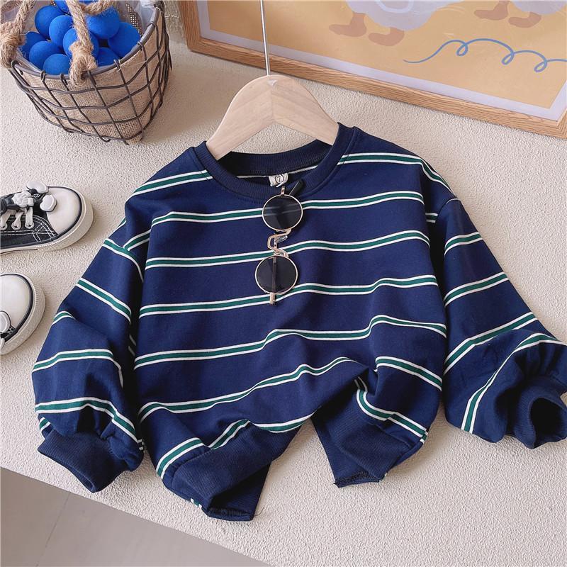 Bộ Đồ Thời Trang Hàn Quốc 2 Món In Họa Tiết Kẻ Sọc Thời Trang Xuân Thu Cho Bé Trai / Gái