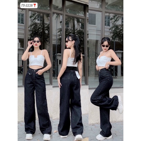 QUẦN BAGGY ỐNG SUÔNG PHỦ GÓT QUẦN JEANS NỮ