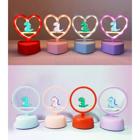 đèn led tim tròn khủng long DLT15 dễ thương cute hoạt hình