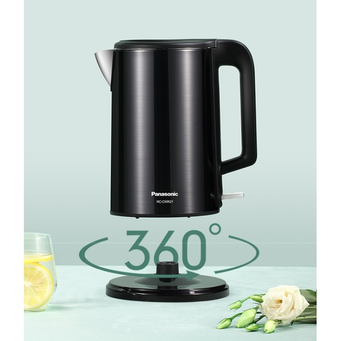 Ấm nước siêu tốc Panasonic NC-CWK21, dung tích 1.5 lít, 2 lớp chống nóng, inox 304, hàng nhập khẩu chánh hãng