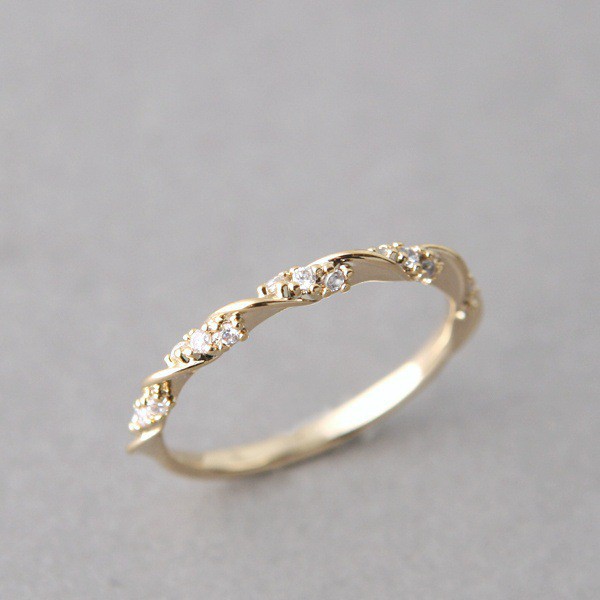 Nhẫn Mạ Vàng 14k Đính Đá Phong Cách Âu Mỹ