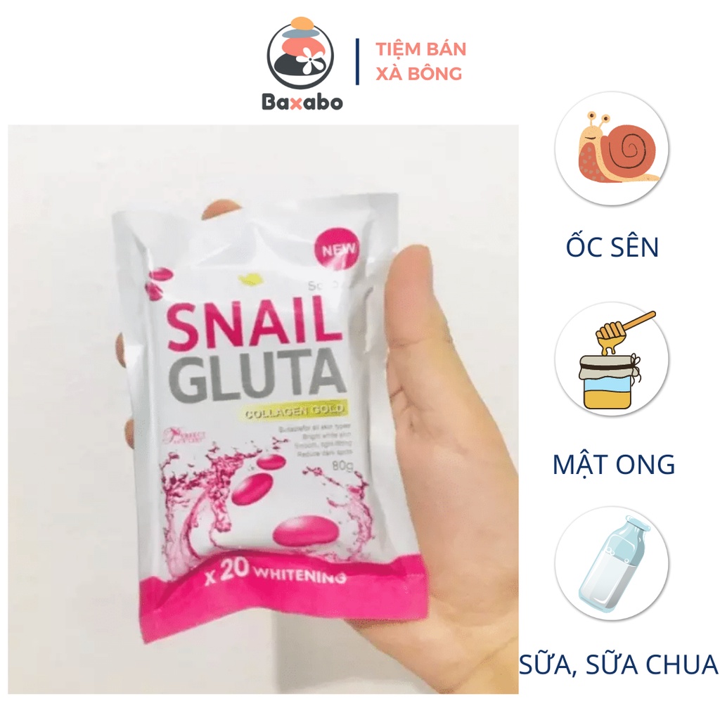 XÀ PHÒNG TRẮNG DA SNAIL GLUTA COLLAGEN THÁI LAN 80GR - XÀ PHÒNG DƯỠNG TRẮNG DA ỐC SÊN GLUTA COLLAGEN