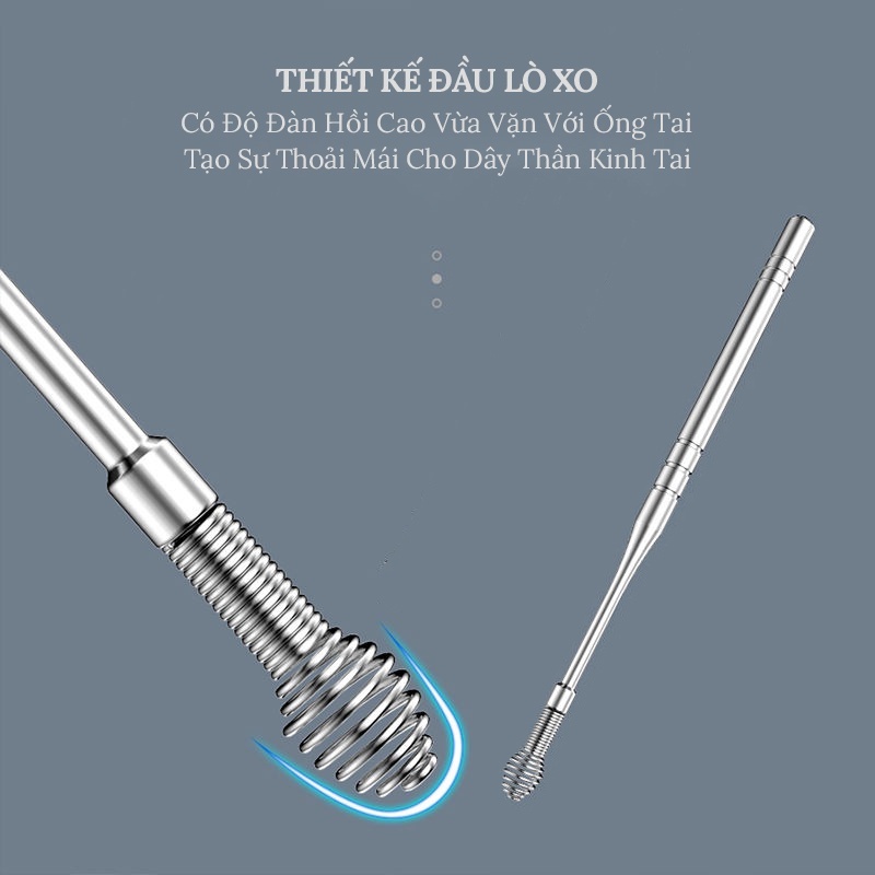 Bộ 6 Dụng Cụ Lấy Ráy Tai, Ngoáy Tai Bằng Thép Không Gỉ Có Móc Treo Chìa Khóa - TESOVN