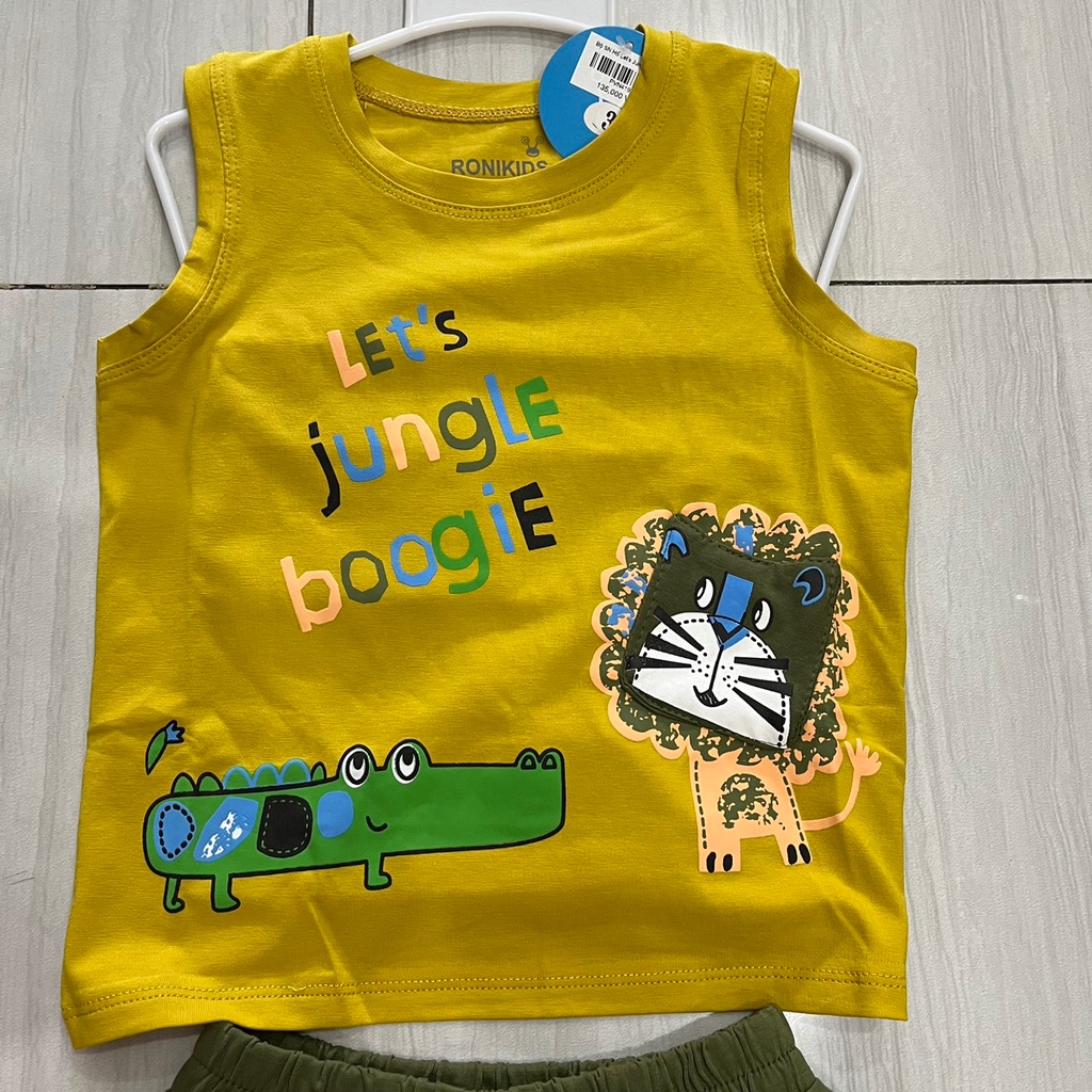 Bộ Sát Nách Hình Hổ Xanh Lá RoniKids cho bé từ 8-25 kg