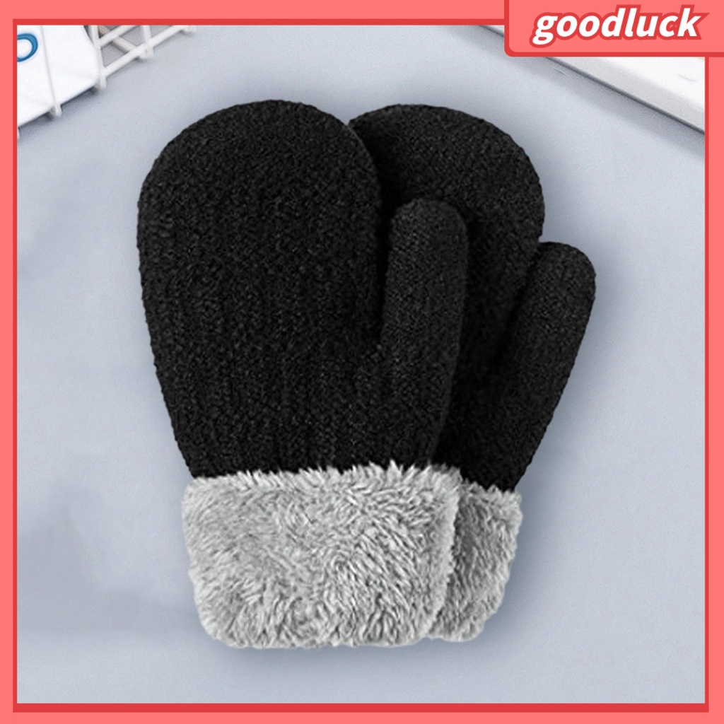 1 Đôi Găng Tay Dệt Kim Dày Dặn Màu Trơn Giữ Ấm Mùa Thu Đông Cho Bé 0-5 Tuổi