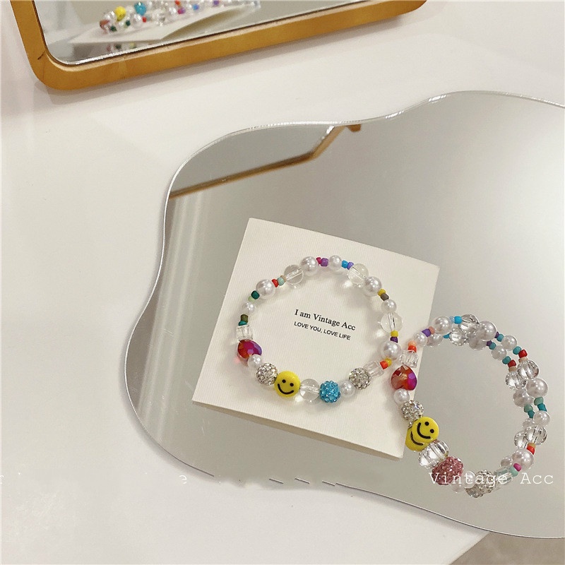 Vòng Đeo Tay Hình Mặt Cười Kim Cương Màu Sắc 191153Túi Đeo Chéo Thiết Kế Đơn Giản Phong Cách Hàn Quốc Dễ Phối Đồ