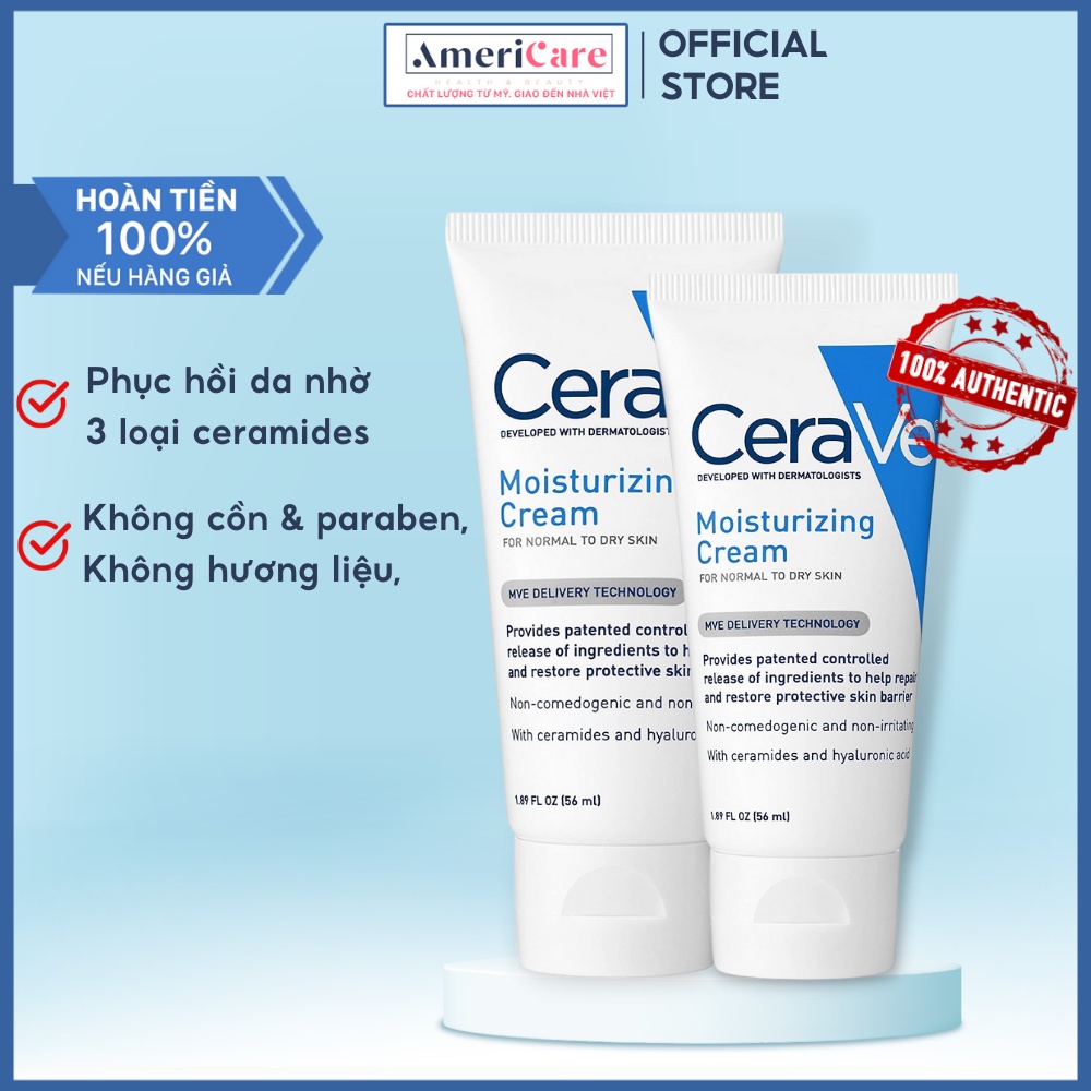 Kem Dưỡng Ẩm Cerave Cho Da Thường & Da Khô (56 ml) - Cerave Moisturizing Cream For Normal To Dry Skin