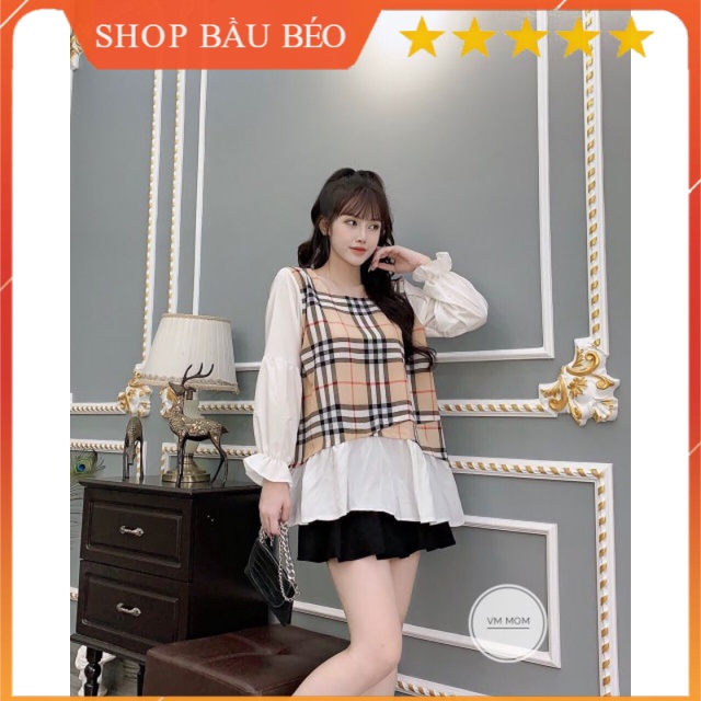 Áo bầu thu kẻ bebery dài tay VM Mom [ĐỒ BẦU GẠO STORE]