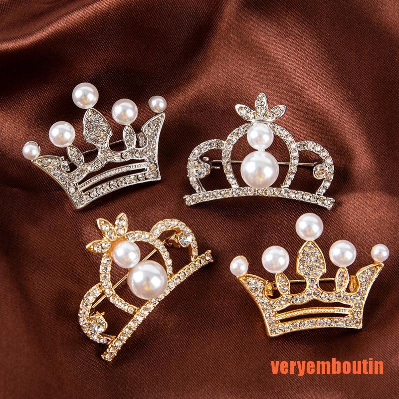 Ghim Cài Áo Hình Vương Miện Đính Đá Thời Trang