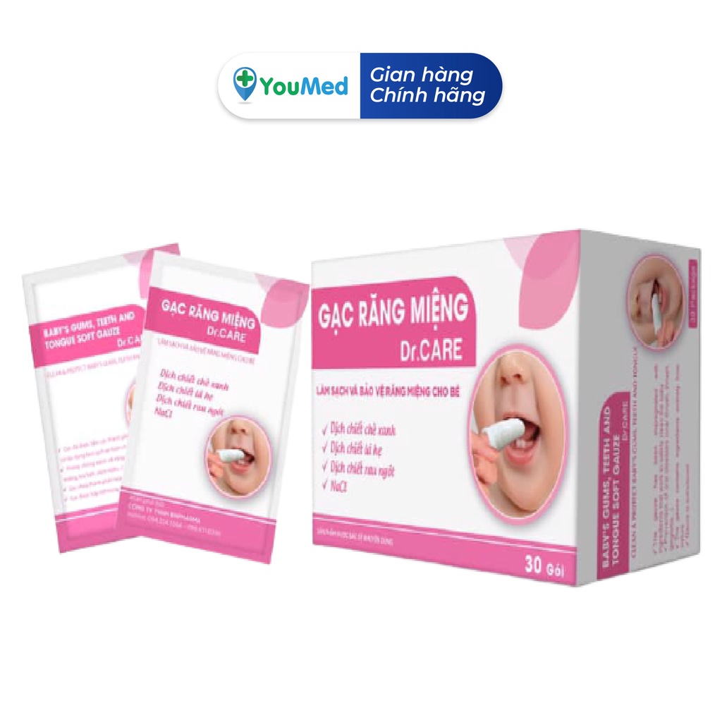 Dr. CARE Gạc rơ lưỡi cho bé - Gạc răng miệng (Hộp 30 gói)