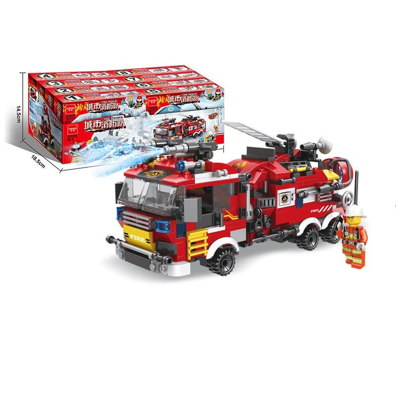 Đồ chơi xếp hình Xe cứu hỏa 8 trong 1 - Mingdi C025 Lắp ráp Fire Truck 806 mảnh ghép - Đồ chơi trí tuệ