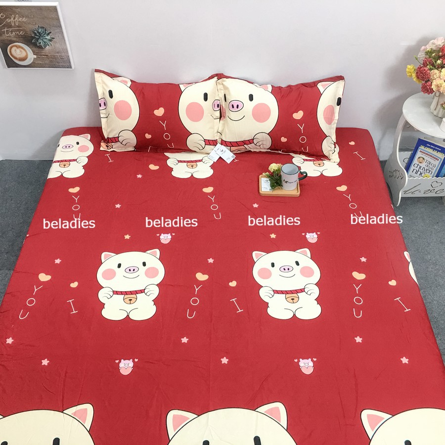 Ga giường bo chun đủ kích thước 1m2 1m6 1m8 2m2 kèm 2 vỏ gối nằm 45x65cm