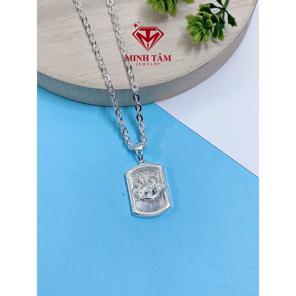 Bộ dây chuyền bạc ta cho bé trai mặt hình rồng-Minh Tâm Jewelry