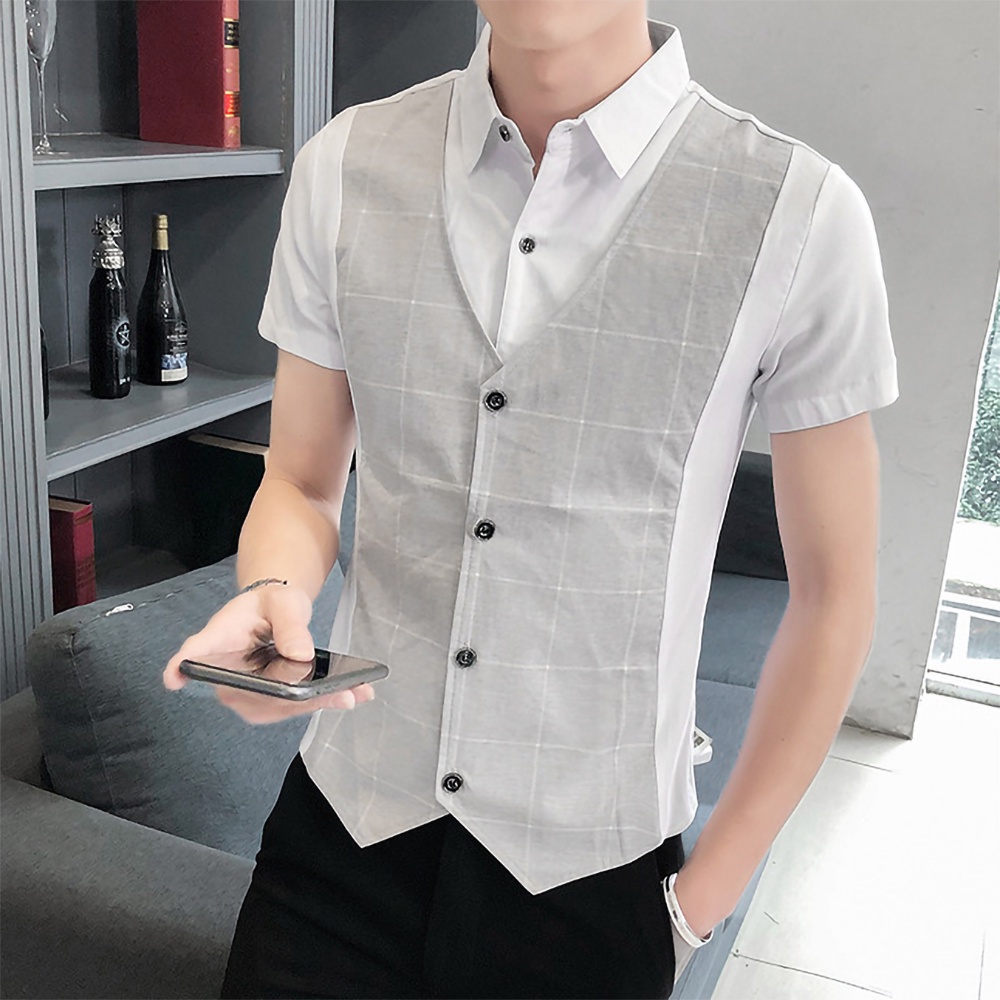 Áo sơ mi Nam, Áo sơ mi cộc tay phối Gile, tạo điểm nổi bật cho chiếc áo của bạn sang trọng lịch lãm H42