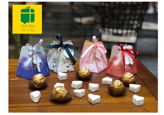 Set 10 hộp quà tặng/quà cưới hình giỏ nơ xinh xắn nhiều màu 8,5x6cm