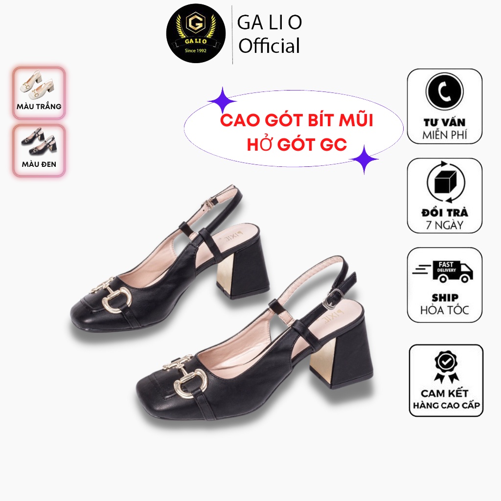 Giày cao gót bít mũi, guốc hở gót gc cao 5cm hàng quảng châu đầy đủ bill box màu đen trắng dành cho nữ shop MAMMOTH
