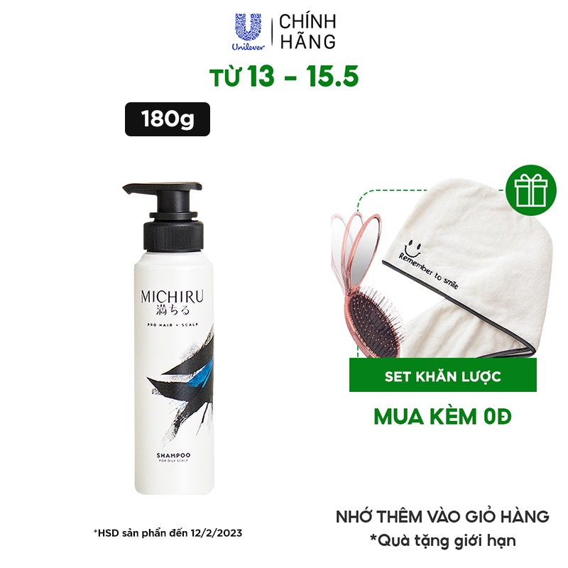 Dầu Gội Michiru Ngăn Gãy Rụng 95% &amp; Làm Dày Tóc Dành Cho Da Đầu Nhờn 180G