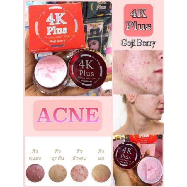 Kem Dưỡng Trắng Da Mụn Ban Đêm 4K Plus Whitening Night Cream Goji Berry