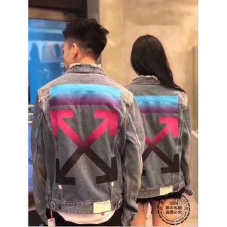 Áo denim jacket jeans OFF WHITE, áo bò off white, denim jeans off white