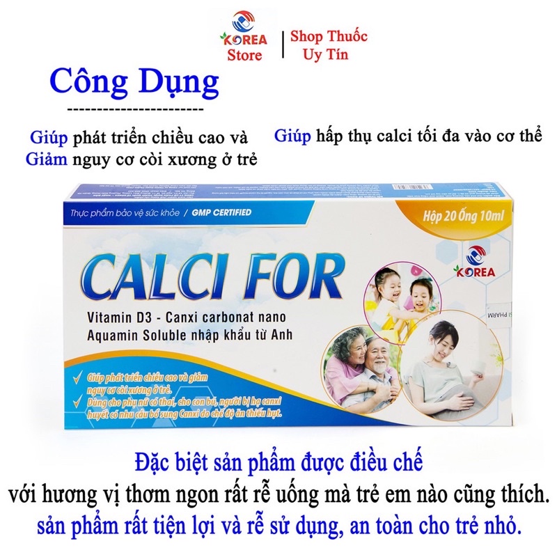 Canxi CALCI FOR giúp phát triển chiều cao và giảm nguy cơ còi xương