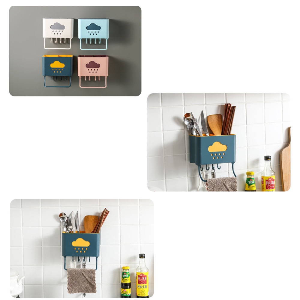 Kệ Đựng Đũa Thìa Nhà Bếp Hình Dán Tường Đám Mây Mưa Tiện Ích Chịu Lực