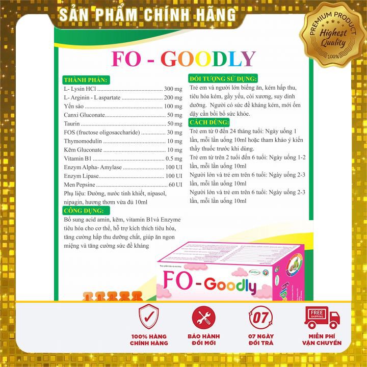 Fo - Goodly Tăng cường hấp thu dưỡng chất, giúp ăn ngon miệng, tăng cường sức đề kháng cho cơ thể ... !!!