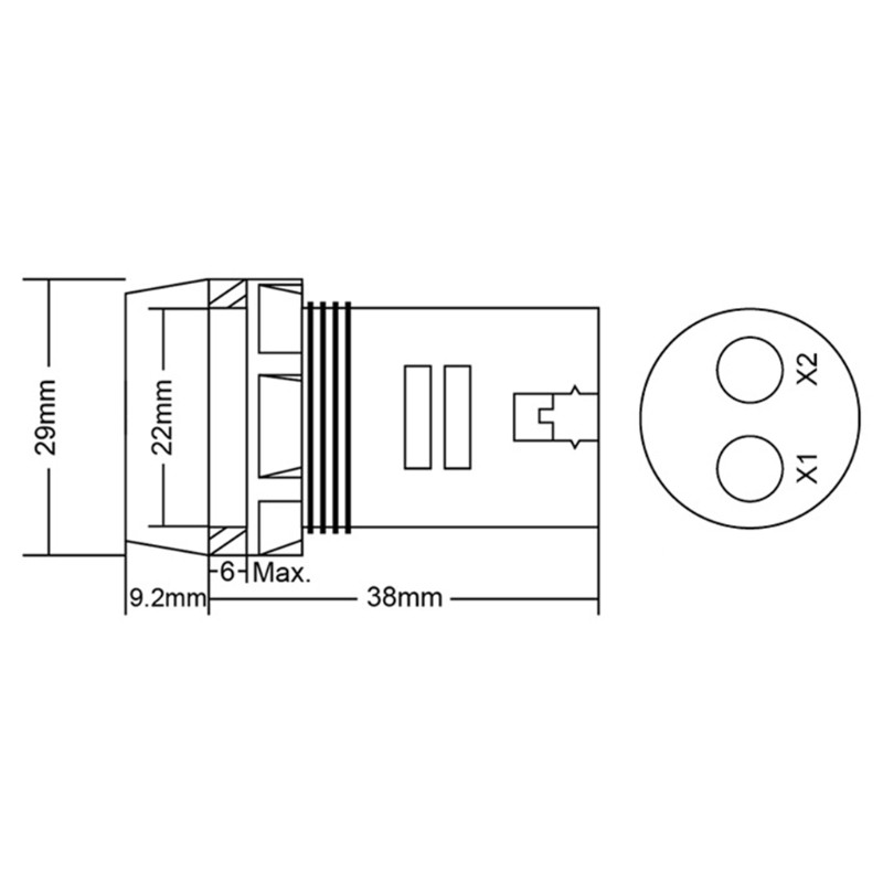 Vôn kế có màn hình LED 22mm AC 12-500v
