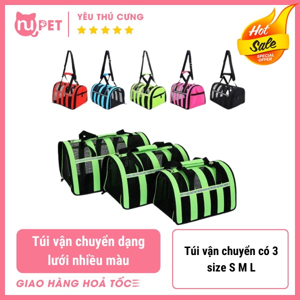 Túi vận chuyển lưới nhiều màu cho chó mèo 3 size | Túi du lịch lưới cho thú cưng