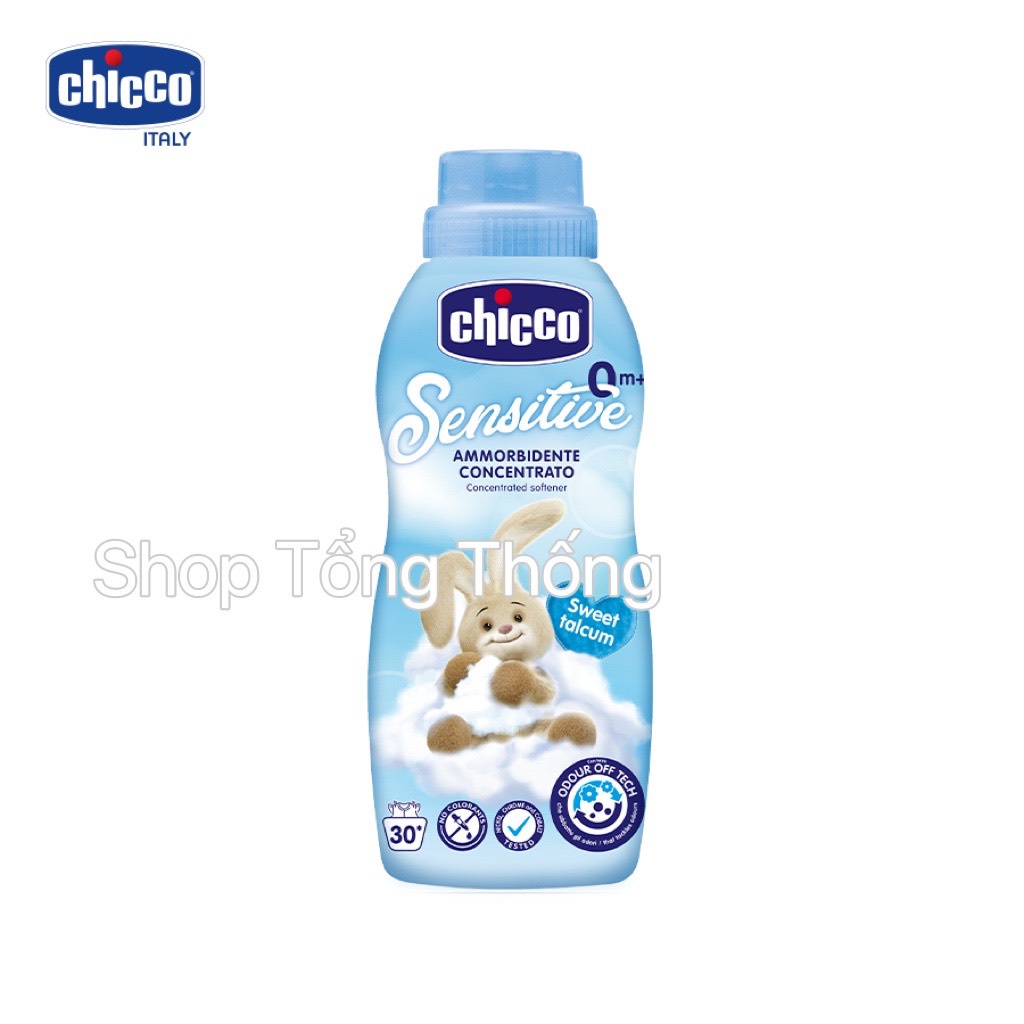 Nước xả vải Chicco nhập khẩu từ Ý+ cho da nhạy cảm 750ml làm mềm mịn vải loại bỏ mùi hôi vi khuẩn gây hại cho bé