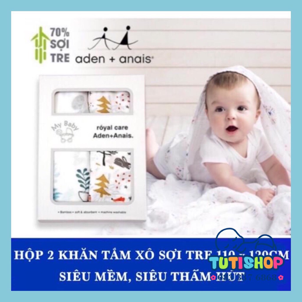 [ MỚI] Hộp 2 Khăn Aden & Anais Sợi Tre Cao Cấp Siêu Mềm Mịn sang xịn