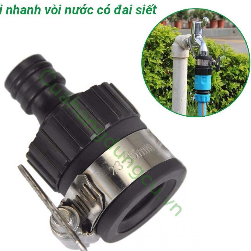 Đầu nối nhanh 16 có đai siết, Khớp nối nhanh từ vòi nước