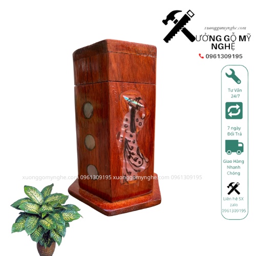 Hộp Đựng Tăm Khảm Xà Cừ Cô Gái