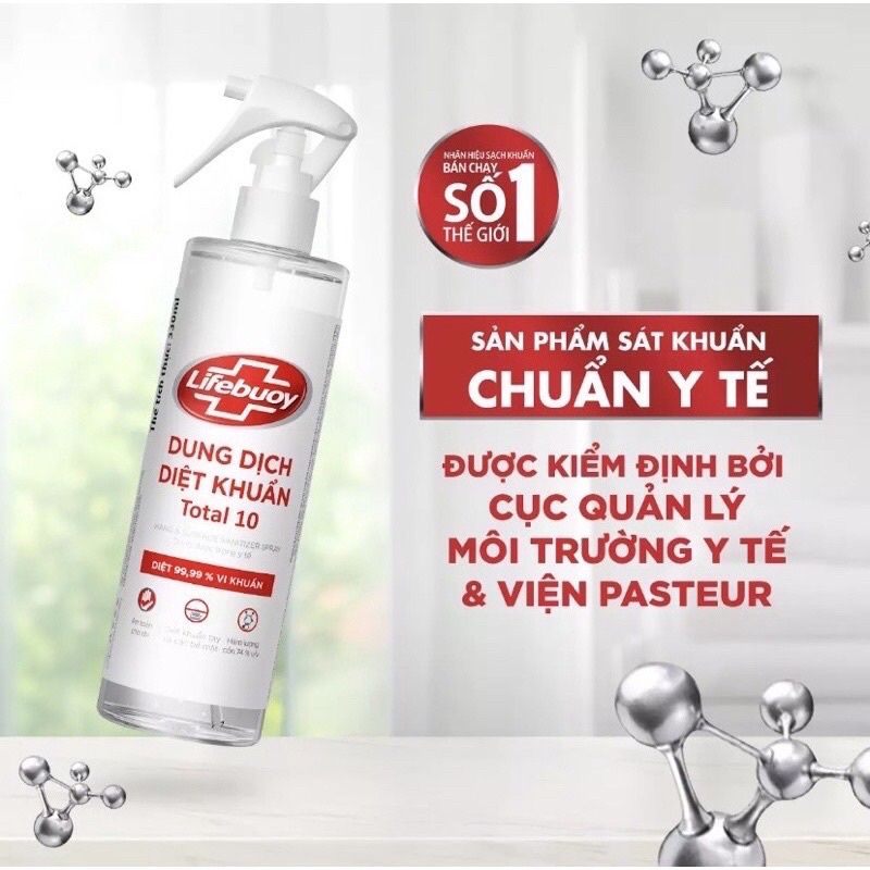 Xịt rửa tay khô làm sạch Lifebuoy 330ml bổ sung Vitamin E sát khuẩn làm sạch tay và không khô da