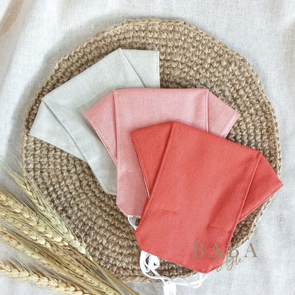 Set Khẩu Trang 3 Màu Khẩu Vải Thời Trang Cao Cấp 3D 3 Lớp Linen Cotton Thoáng Mịn Mát Tái Sử Dụng Nhiều Lần Tặng Tai Giả