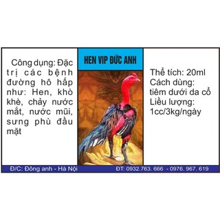 Thuốc hen gà chọi vip Đức Anh