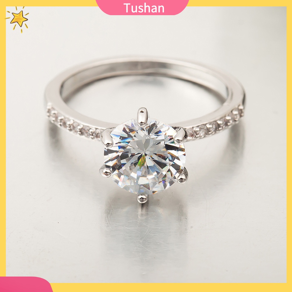 Nhẫn Đính Hôn Đính Đá Zircon Thời Trang Sang Trọng