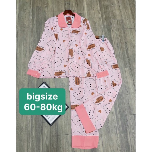 Bộ Pizama Cổ Sen Bigsize 65-72kg Lụa Mango