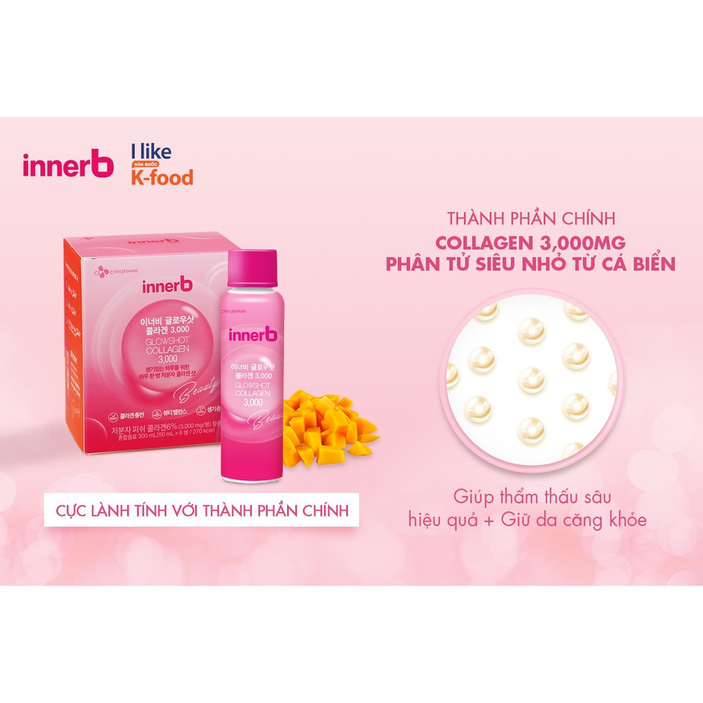 [GIÁ TỐT] Combo 4 hộp nước uống InnerB Glowshot Collagen 50ML